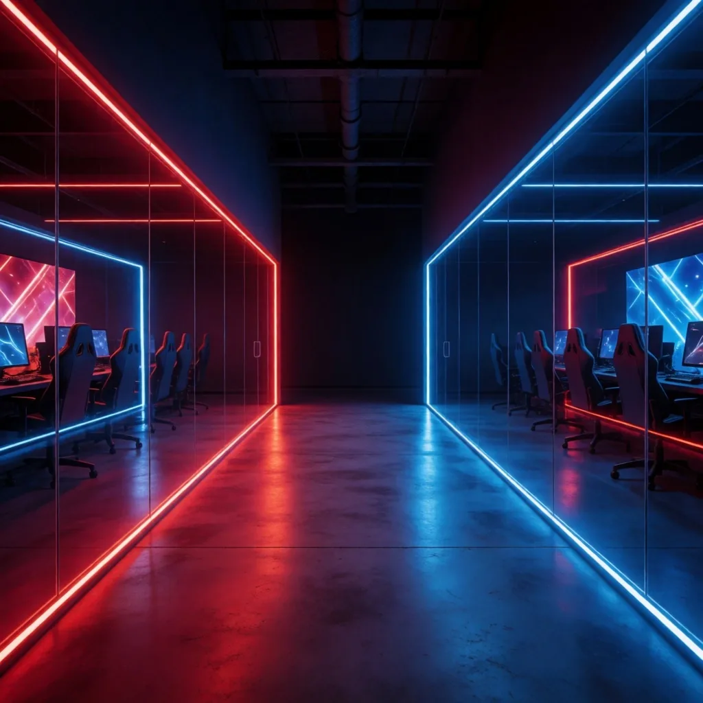 Minimapa competitivo con lados azul y rojo en monitor de gaming