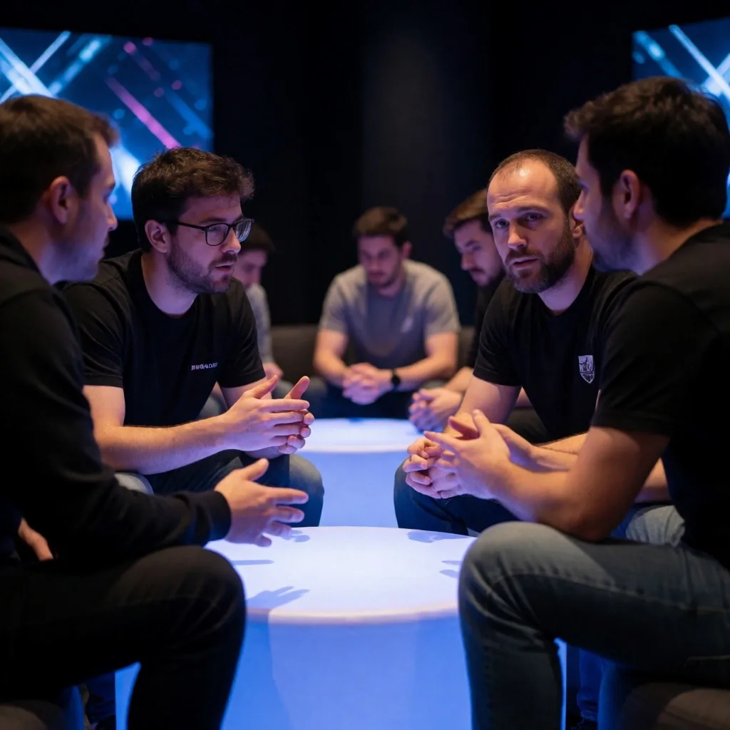 Mesa redonda de analistas y aficionados en un evento de eSports